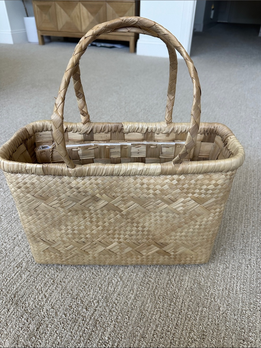 Handwoven Straw Tote Bag in Natural